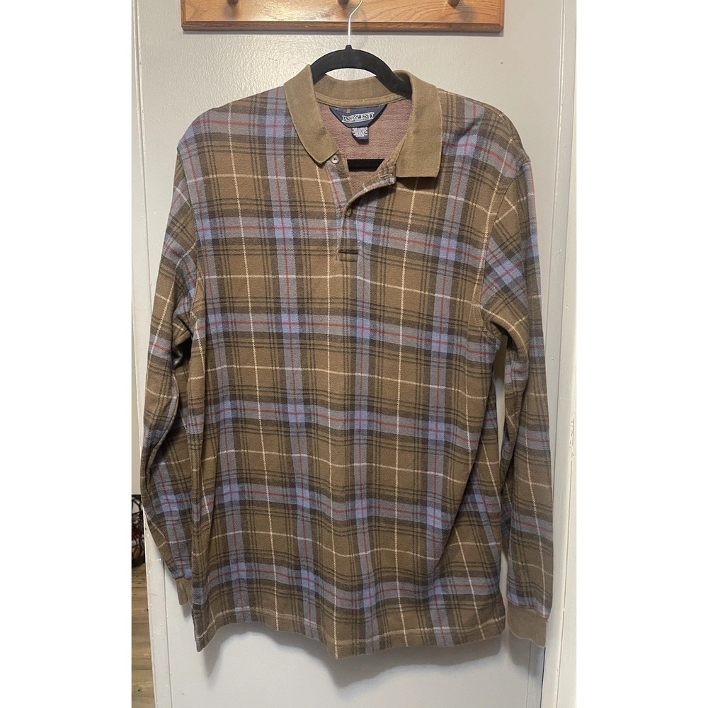 Lands End 100% cotton longsleeve men's large blue plaid Shirt
